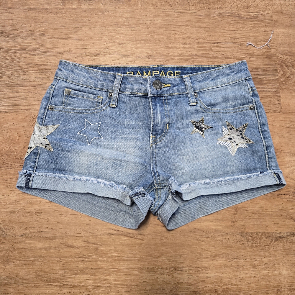 Vintage Y2K Rampage Blue Denim Women's Shorts Sophie Mid Rise Size 7